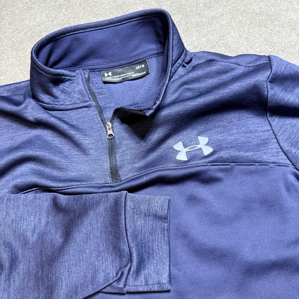 Under Armour Large Men's ColdGear Navy Blue Quarter Zip Pullover Loose